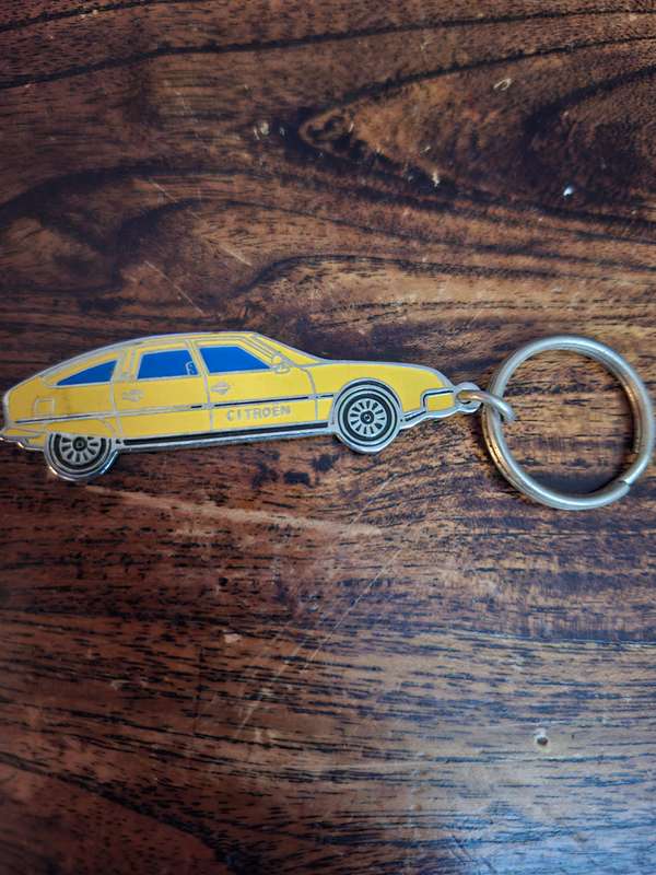 Vintage Yellow Citroen Stainlees Steel Keyring