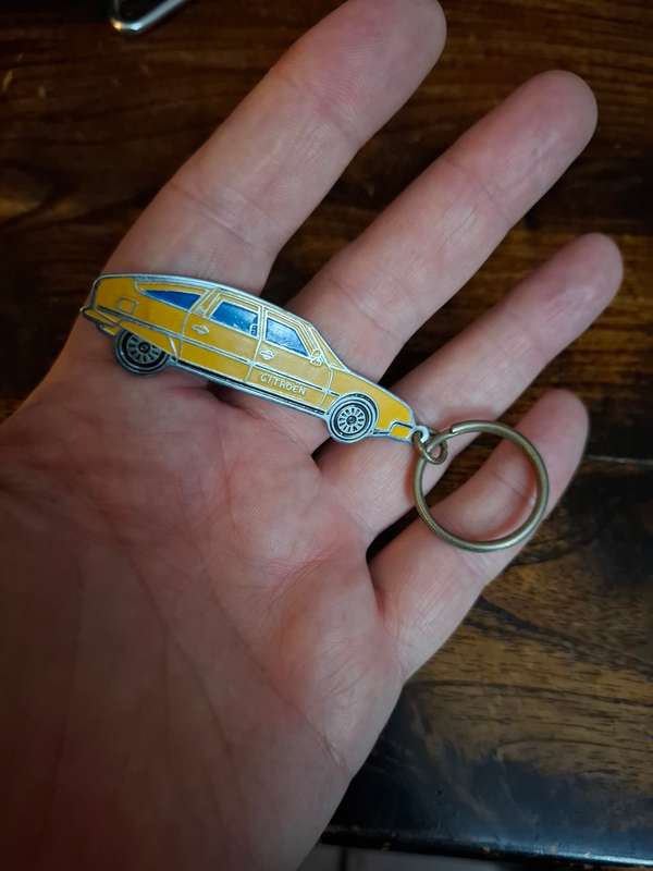 Vintage Yellow Citroen Stainlees Steel Keyring