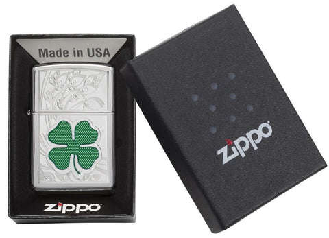 ZIPPO Clover High Polish Chrome Design