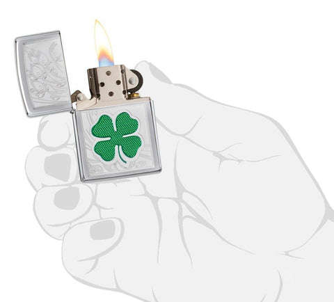 ZIPPO Clover High Polish Chrome Design