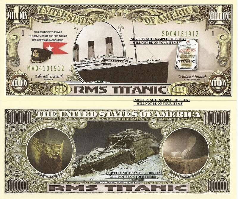 TITANIC MILLION DOLLAR NOVELTY BILL
