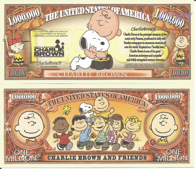 CHARLIE BROWN NOVELTY MILLION DOLLAR BILL