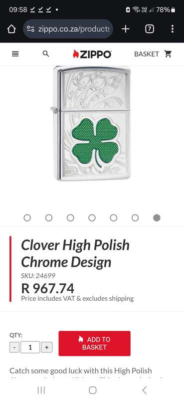 ZIPPO Clover High Polish Chrome Design