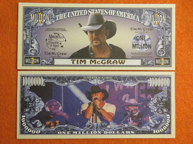 TIM McGRAW MILLION DOLLAR NOVELTY BILL