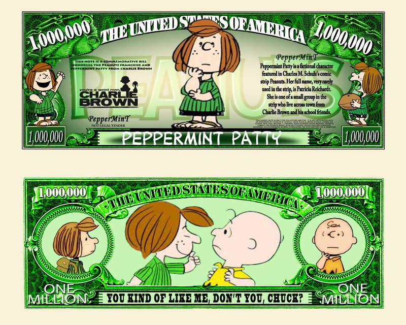 PEPPERMINT PATTY MILLION DOLLAR NOVELTY BILL ( CHARLIE BROWN )
