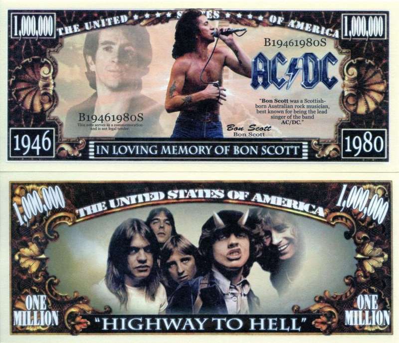 ACDC BON SCOTT MILLION DOLLAR NOVELTY  BILL