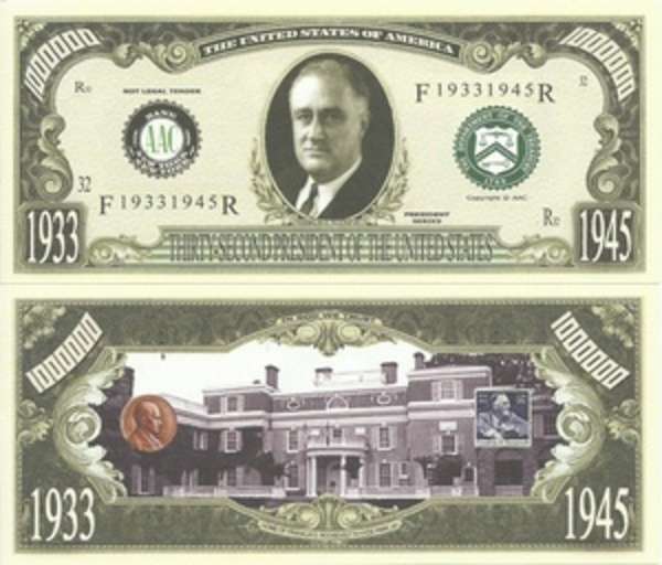 FRANKLIN D ROOSEVELDT MILLION DOLLAR NOVELTY BILL
