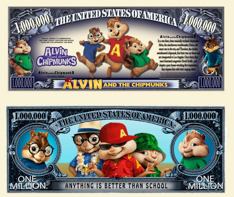 ALVIN AND THE CHIPMUNKS MILLION DOLLAR NOVELTY  BILL