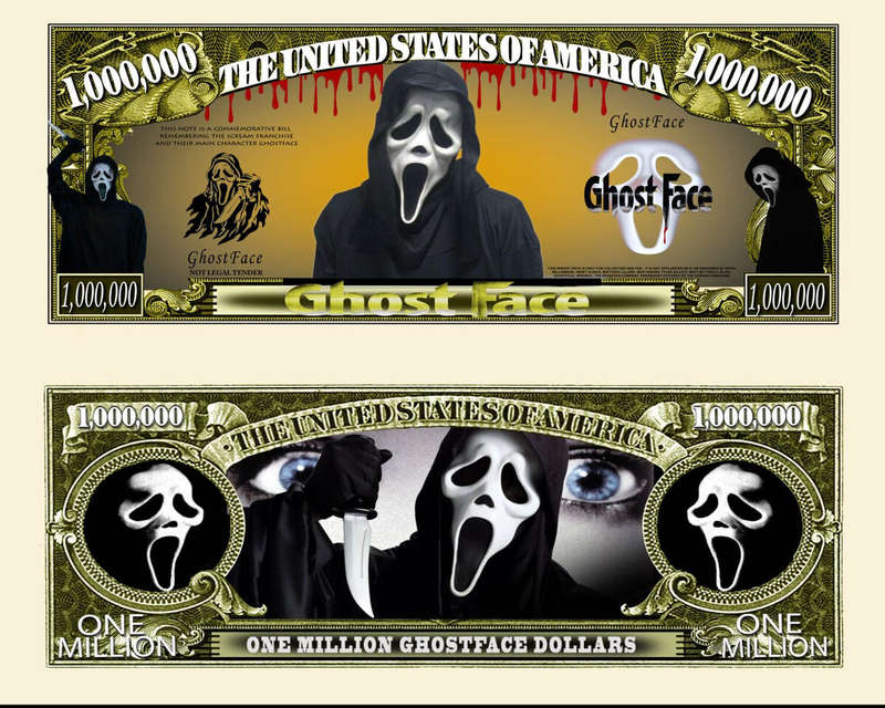 GHOST FACE NOVELTY MILLION DOLLAR BILL