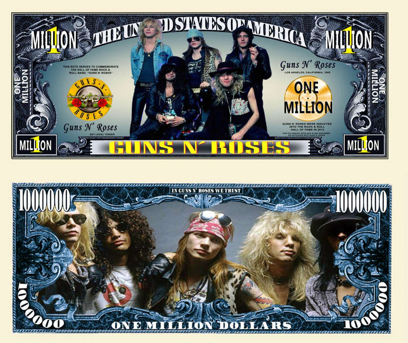 GUNS N ROSES NOVELTY MILLION DOLLAR BILL