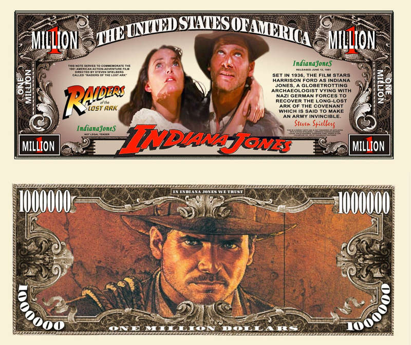 INDINAN JONES AND THE LOST ARC NOVELTY MILLION DOLLAR BILL