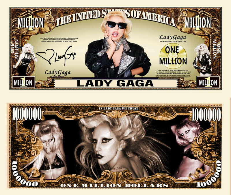 LADY GAGA NOVELTY MILLION DOLLAR BILL