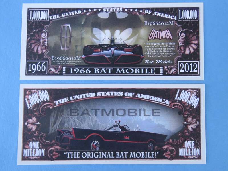 1966 BAT MOBILE MILLION DOLLAR NOVELTY BILL