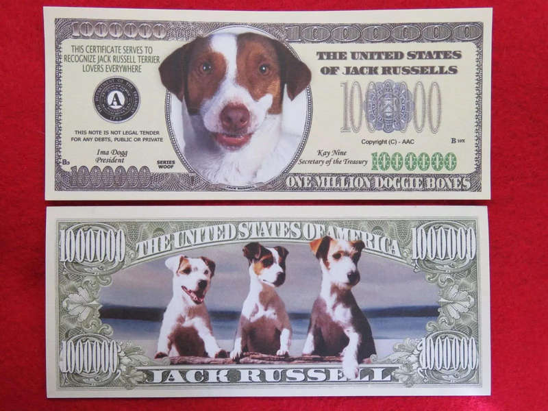 JACK RUSSEL DOG LOVERS NOVELTY MILLION DOLLAR BILL