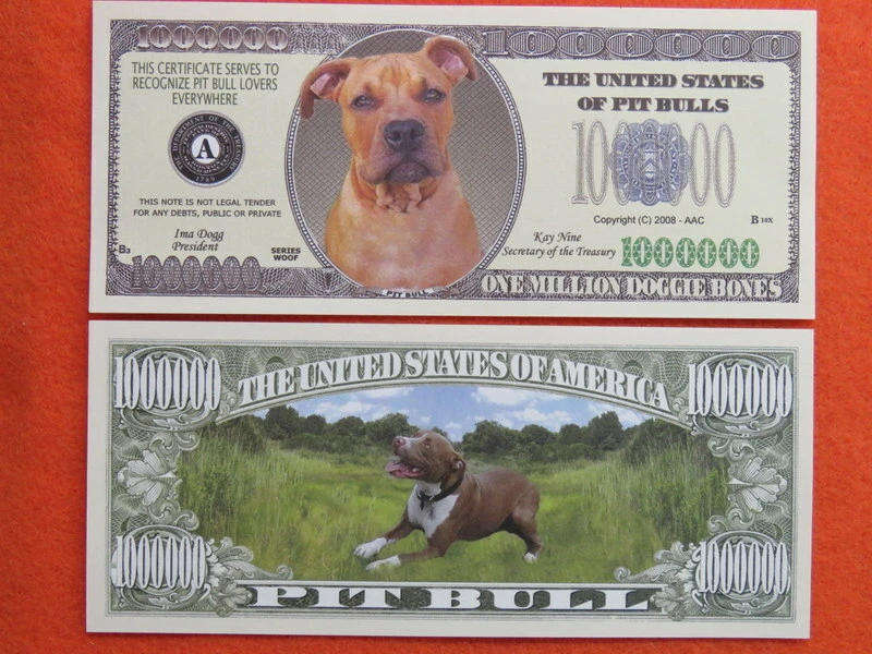 PITBULL DOG LOVERS NOVELTY MILLION DOLLAR BILL