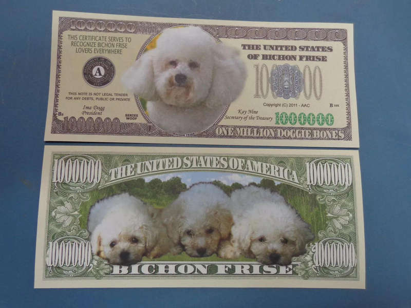 BICHON FRISE DOG LOVERS NOVELTY MILLION DOLLAR BILL