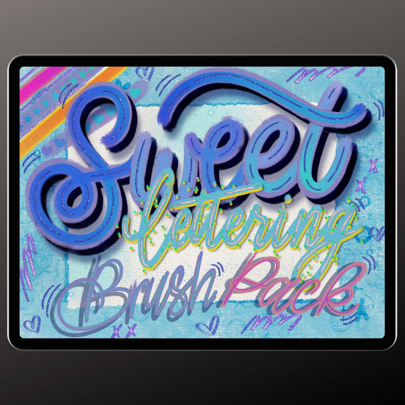 Virtually Creativ Sweet Lettering Pack  12 Procreate Brushes