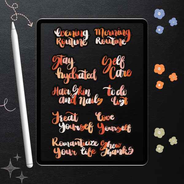 Warm Rainbow Hand-Lettered Digital Stickers