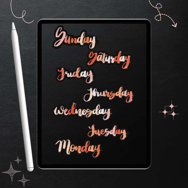 Warm Rainbow Hand-Lettered Digital Stickers