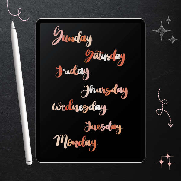 Warm Rainbow Hand-Lettered Digital Stickers