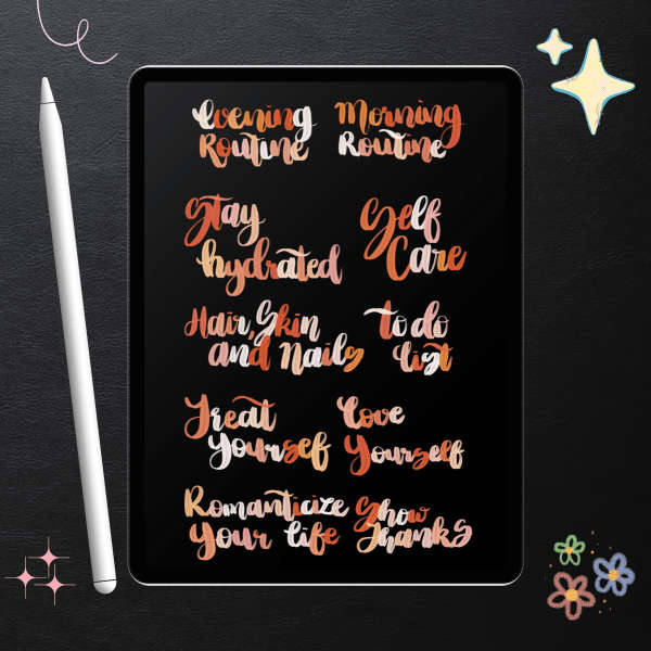 Warm Rainbow Hand-Lettered Digital Stickers