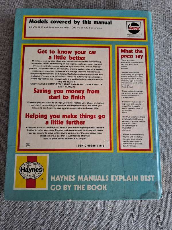 VW Golf & Jetta - 1974 to 1982 Owners Workshop Manual - Haynes