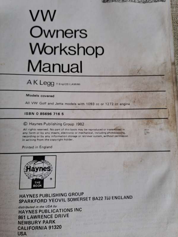 VW Golf & Jetta - 1974 to 1982 Owners Workshop Manual - Haynes