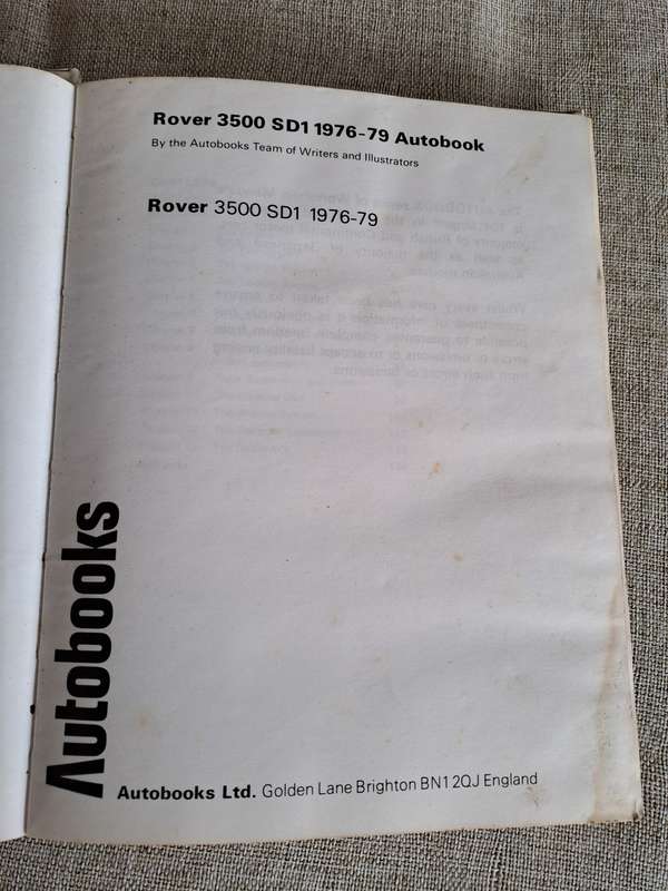 Rover 3500 SD1, 1976 to 1979 Owners Workshop Manual - Autobooks