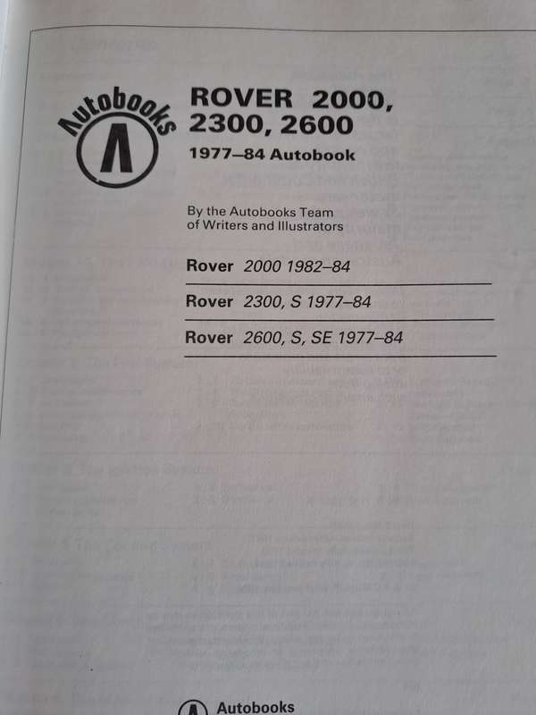 Rover 2000, 2300, 2600, 1977 to 1984 Owners Workshop Manual - Autobooks