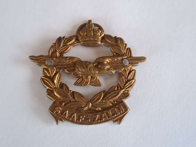 SA Airforce Cap Badge SAAF-ZALM Pre WWII