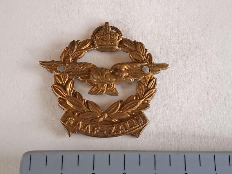 SA Airforce Cap Badge SAAF-ZALM Pre WWII