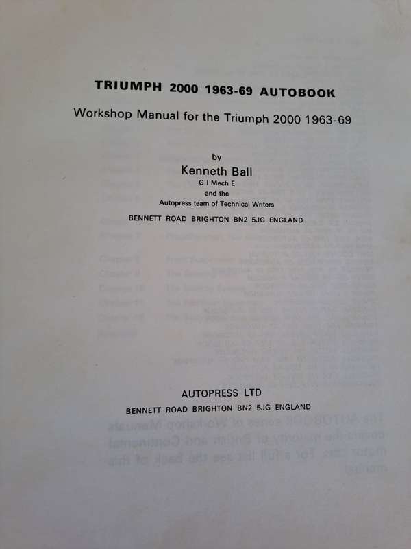 Triumph 2000 Workshop Manual 1963-69 - Autopress