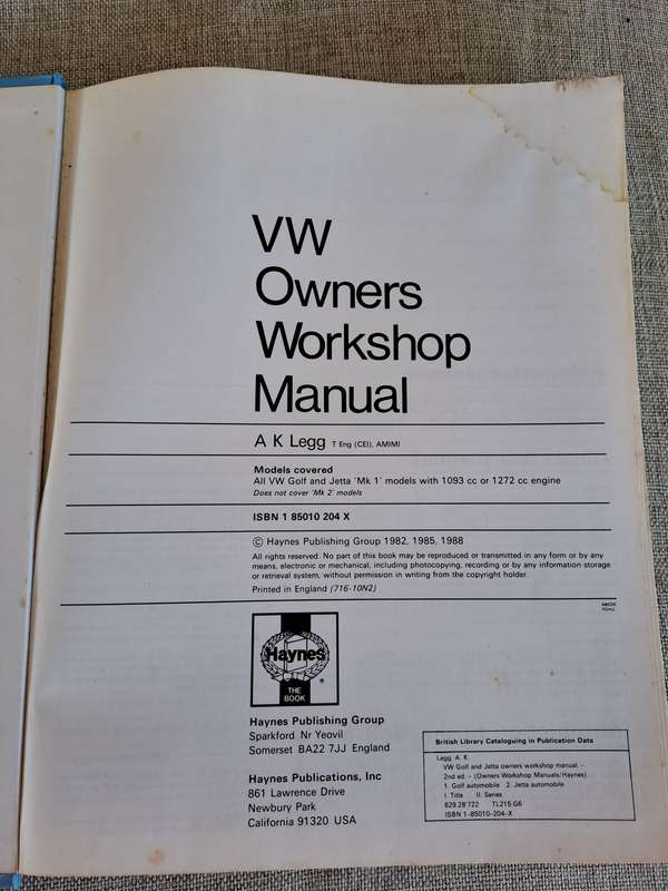 VW Golf & Jetta Owners Workshop Manual 1974 to 1984, Mk 1 models - Haynes