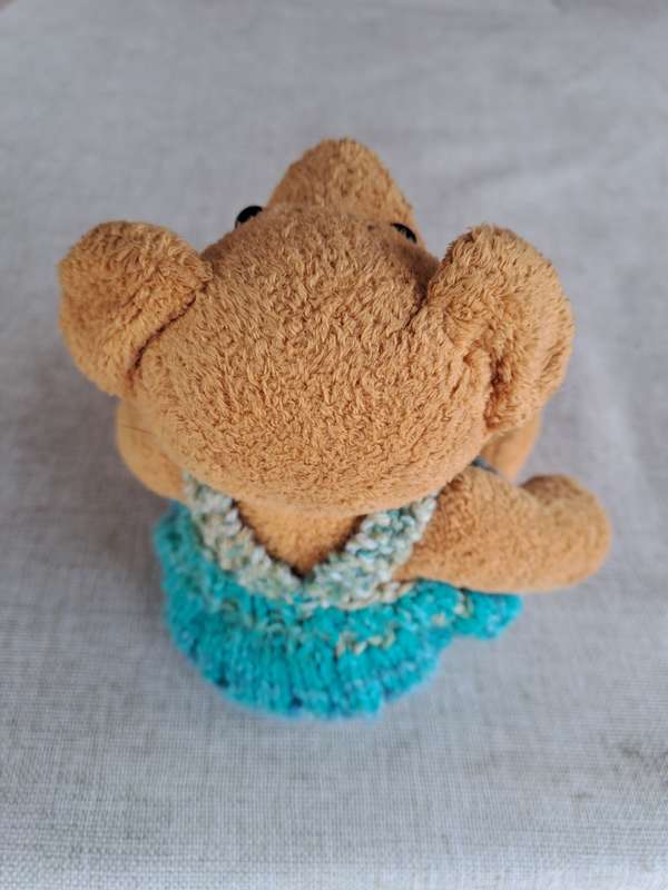 Brown Bear in Knitted Dress