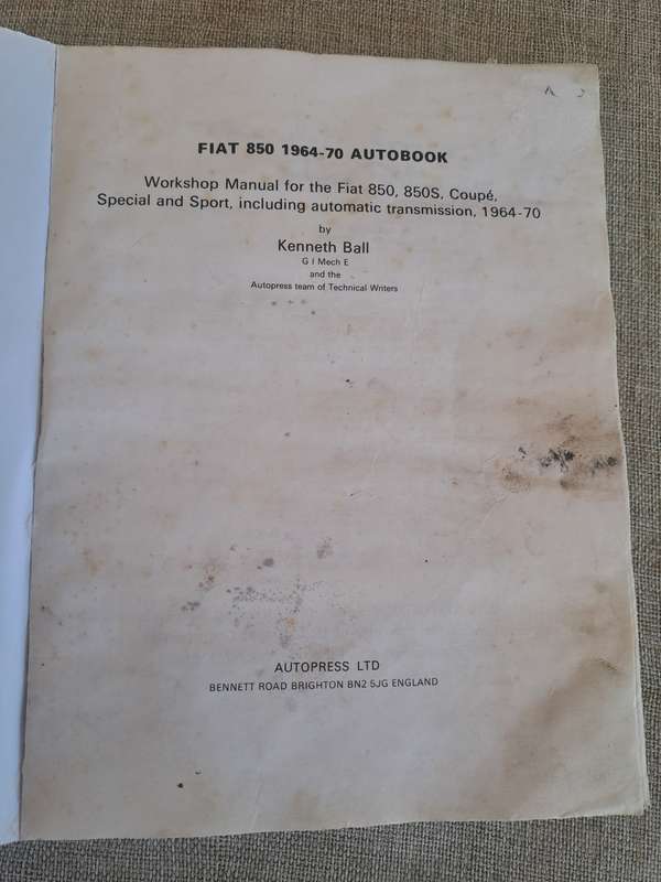 Fiat 850 1964 -1970 Workshop Manual - Autopress