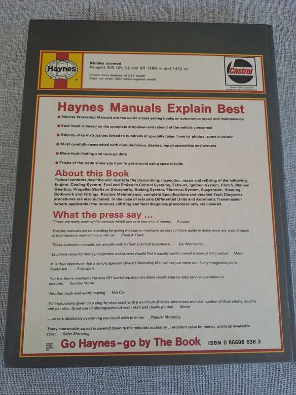 Peugeot 305 Petrol 1978-1980 Owners Workshop Manual - Haynes