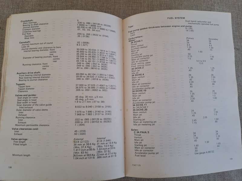 Fiat 125 1967  1973 Workshop Manual - Autobooks
