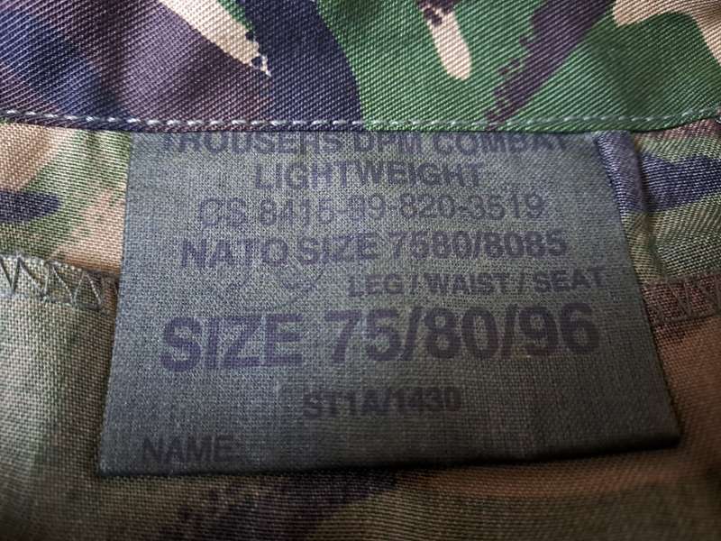 Combat Pants Camo DPM Lightweight  Size 75/80/96