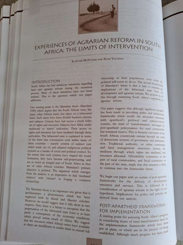 At the Crossroads: Land and agrarian reform in South Africa into the 21st century