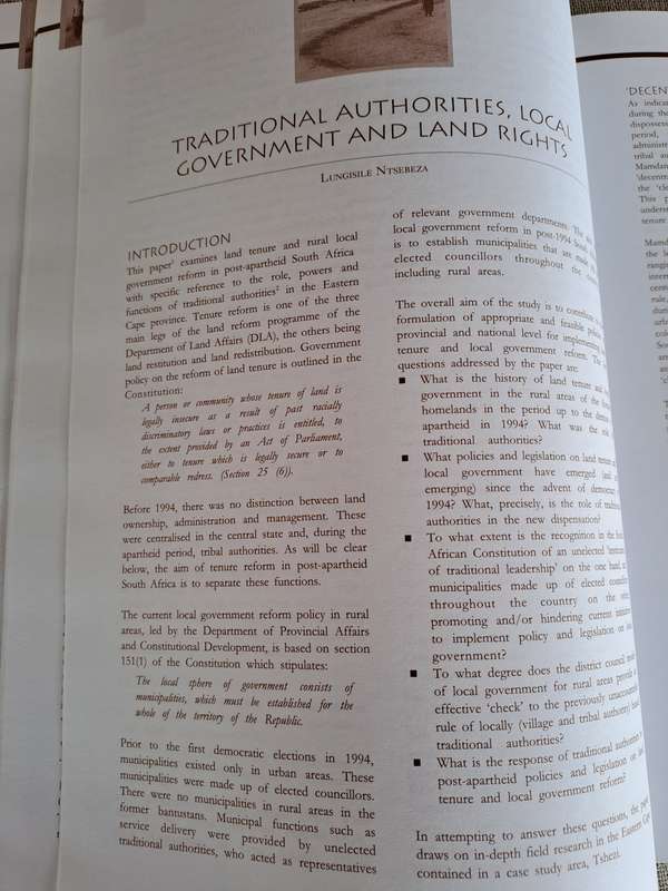 At the Crossroads: Land and agrarian reform in South Africa into the 21st century