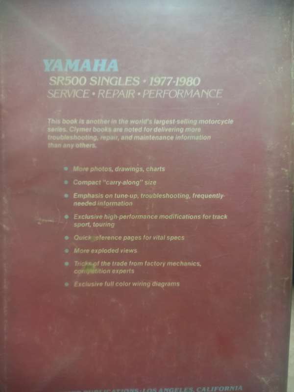 Yamaha SR500 singles 1977 to 1980 - Service Repair Performance - Clymer