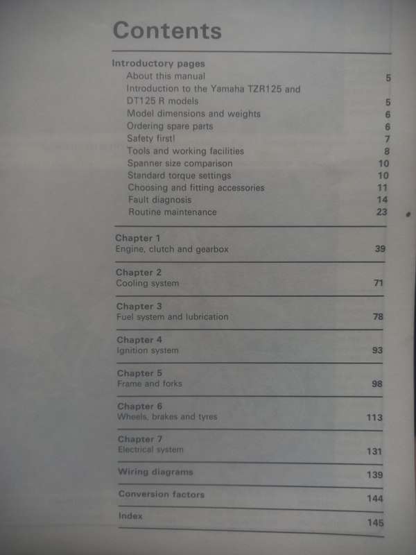 Yamaha TZR125 and DT125 R - 1987 to 1990 - Owners Workshop Manual - Haynes