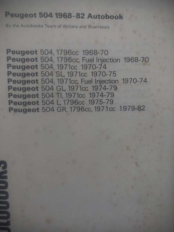 Peugeot 504 - 1968 to 82 - Owners Workshop manual - Autobooks