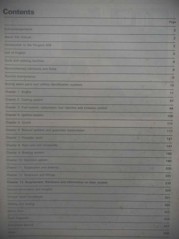 Peugeot 504 petrol - 1968 to 1982 all models - Owners Workshop Manual - Haynes