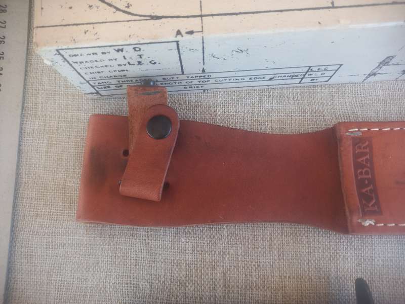 Ka-Bar with leather sheath and box.