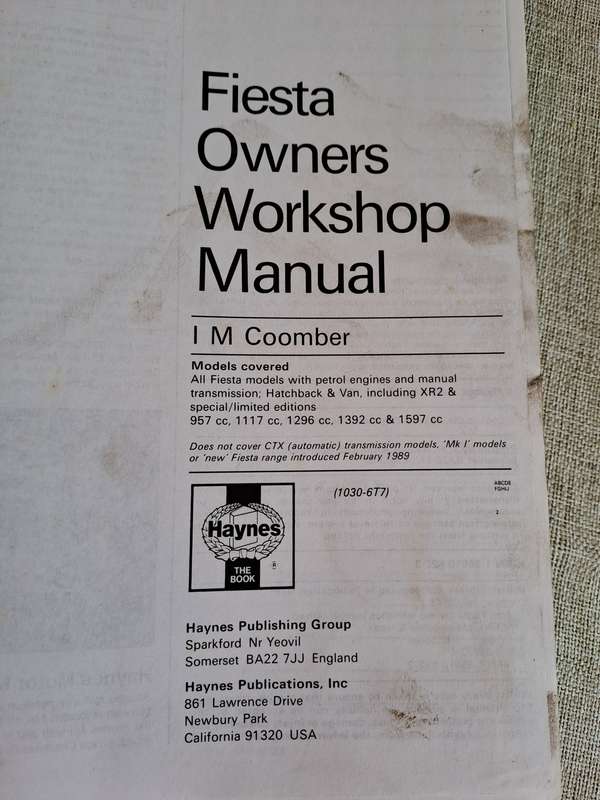 Ford Fiesta Petrol Owners Workshop Manual 1983 to 1989 - Haynes