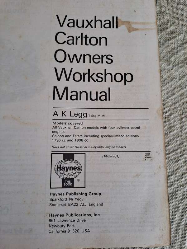 Vauxhall Carlton Owners Workshop Manual 1986 to 1989 - Haynes