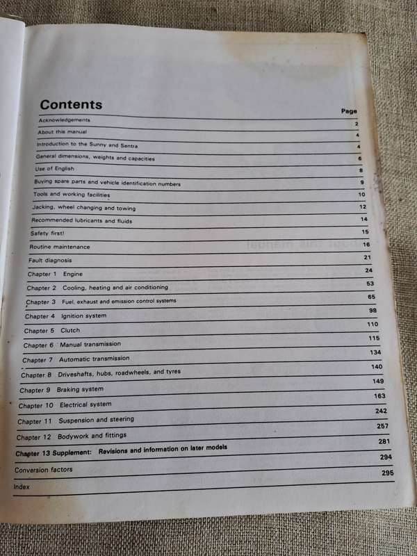 Nissan Sunny Owners Workshop Manual 1982 to 1986 - Haynes