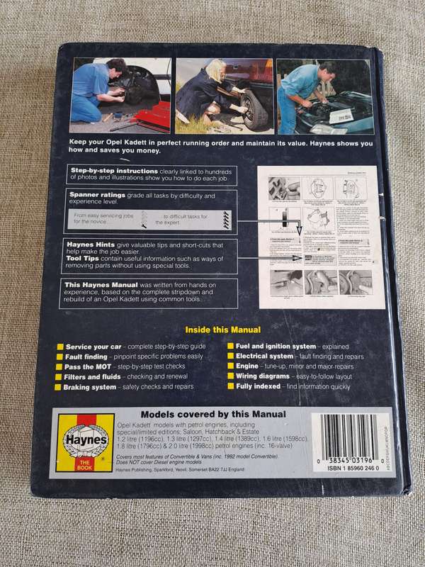 Opel Kadett petrol Service and Repair Manual 1984 to 1991 - Haynes