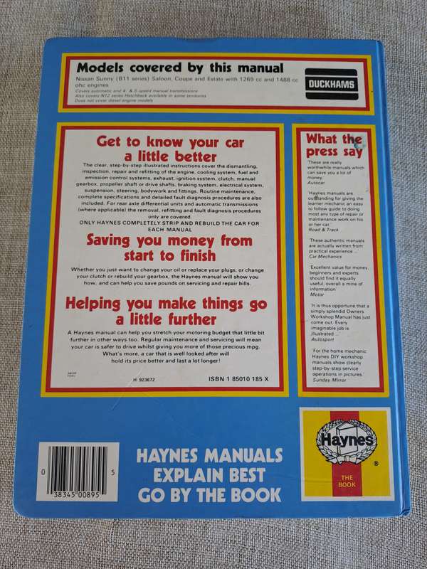 Nissan / Datsun Sunny Owners Workshop Manual 1982 to 1986 - Haynes